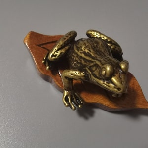 Feng Shui Money Frog, Lucky Gold Toad Ornament, Brass Frog Amulet, Fortune Sculpture, Home Decor, Collectible Statue, Lucky Fortune