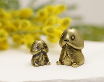 Two cute brass mushroom head ornaments | one big and one small | multifunctional pendant | home decoration | creative gift
