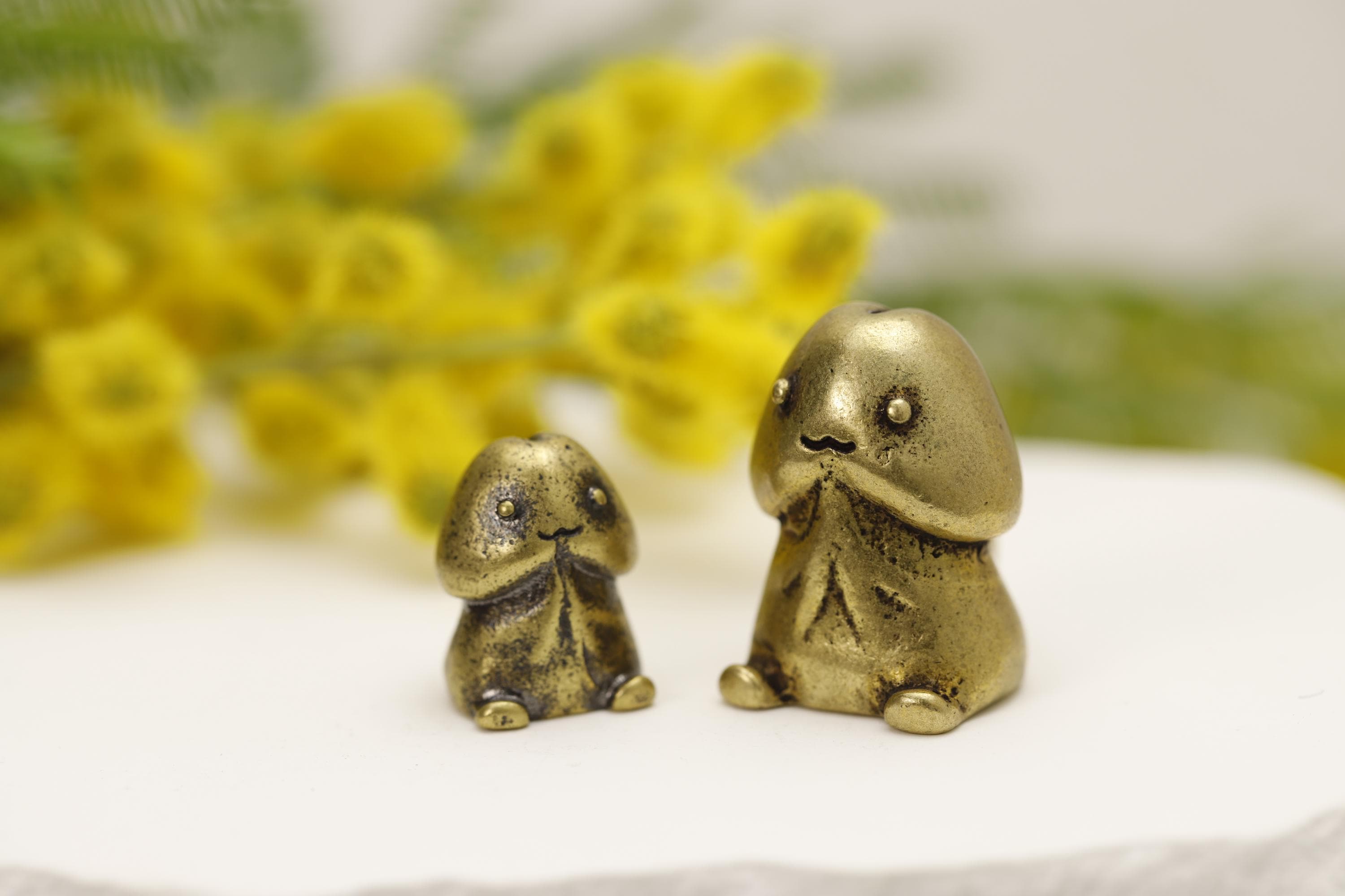 Two cute brass mushroom head ornaments | one big and one small | multifunctional pendant | home decoration | creative gift