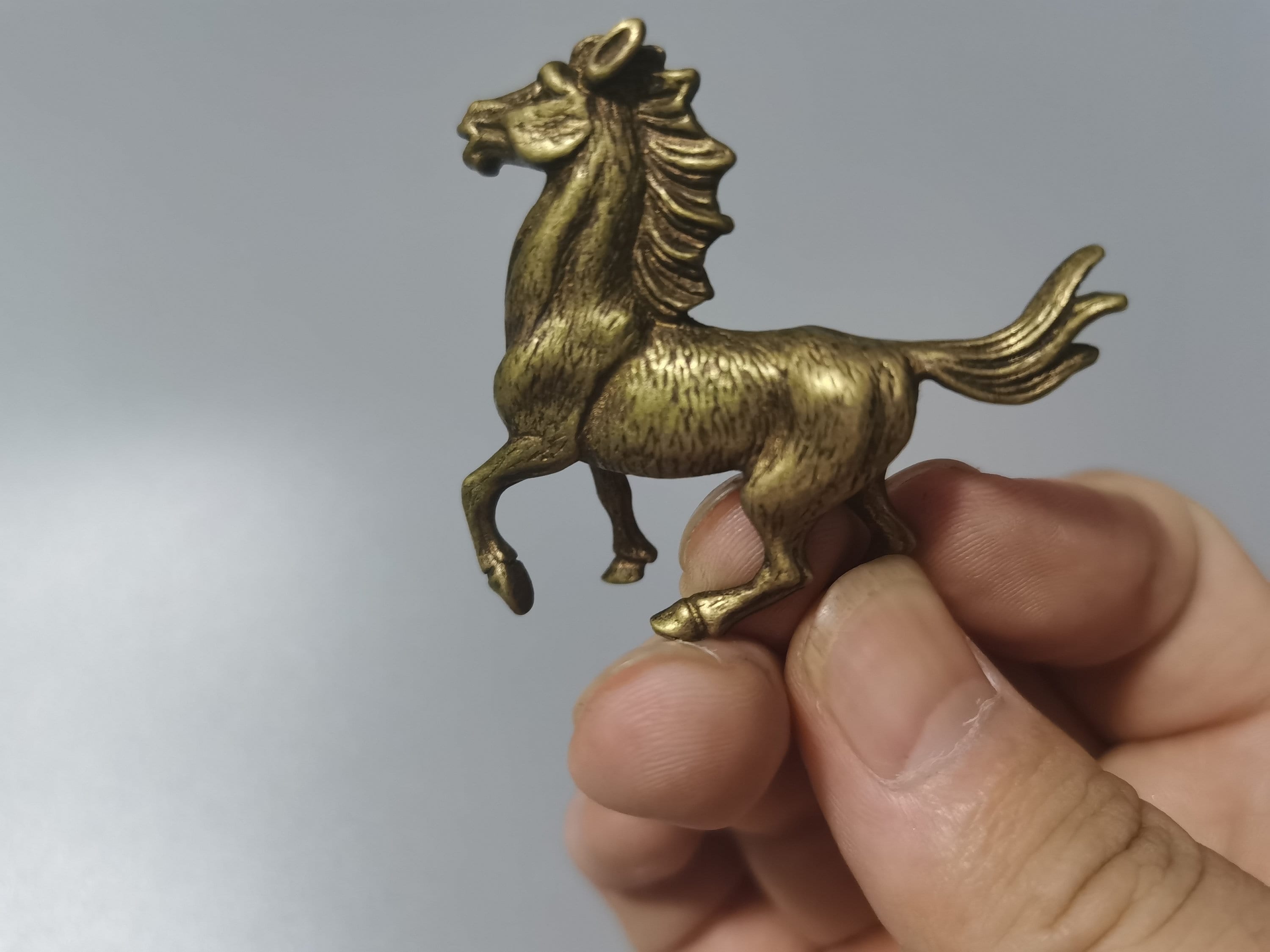 Statue Cheval Antique En Laiton Sculpté Main - Original Inde - Pièce Unique