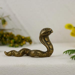 Brass Snake Sculpture - Vintage Dynamic S-Shaped Statue, Home & Office Decor, Unique Gift for Art Lovers