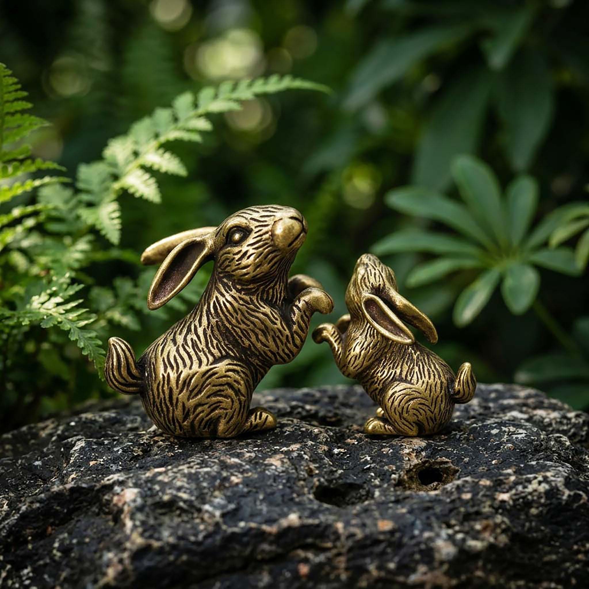 ヴィンテージの真鍮製ウサギの置物：ミニチュアウサギの像 - Etsy 日本