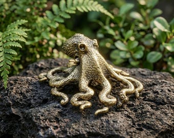 Figura de pulpo de latón, mini escultura de calamar