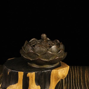 Chinese antique lotus incense burner ornaments, office copper incense burner ornaments, living room ornaments ornaments aromatherapy stove