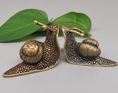 Two pure copper mini snails, animal ornaments, antique desk copper tea set living room ornaments
