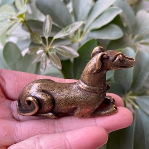 Antique bronze zodiac dog ornaments, antique and old pure copper puppy ornaments, pure copper domestic dog tea pet handle collection