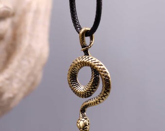 Old coil snake brass vintage, zodiac snake, car key chain pendant