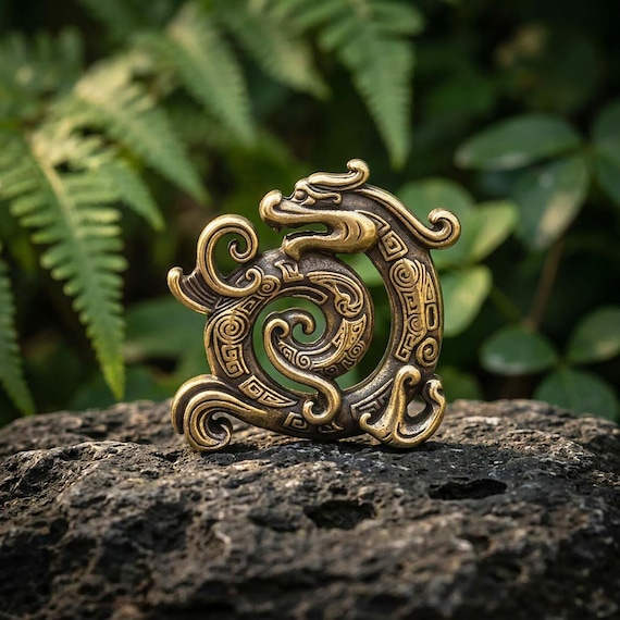 Antique Bronze Auspicious Dragon Ornament, Solid Brass Tea Pet