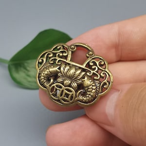 Brass Wealthy Pisces Longevity Lock, Car Keychain Pendant, Brass More Than Every Year, Gift Hollow Safe Lock