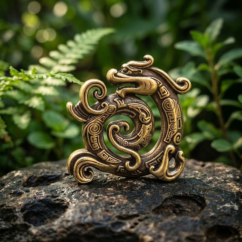 Adorno de dragón de bronce antiguo de la buena fortuna, mascota de té de latón macizo imagen 7
