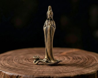 Messing Avalokitesvara Statue, Haus Büro Dekor (53 x 102 mm)