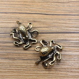 2 pieces, pure copper octopus handle, brass Bafang octopus ornaments, tea pets, pure copper souvenir gifts
