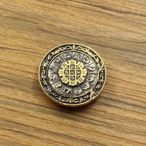 Bronze zodiac nine-square grid cloth buckle, brass nine-square gossip decorative buckle, can be rotated with lace stickers