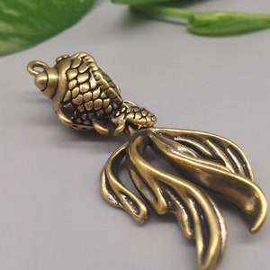 Brass Goldfish Keychain Pendant, Pure Copper Koi Car Keychain Accessories, Blessed Old Handicraft Bronze