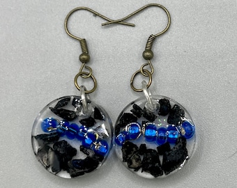 Thin blue line resin earrings law enforcement by SLO Poured Creations