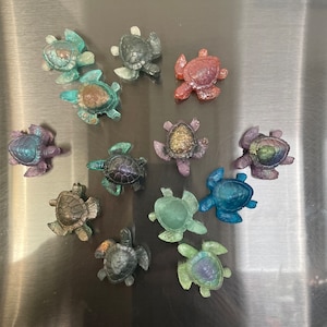 Tiny turtle turtle magnet sea turtle assorted colors sea turtles resin art by SLO Poured Creations