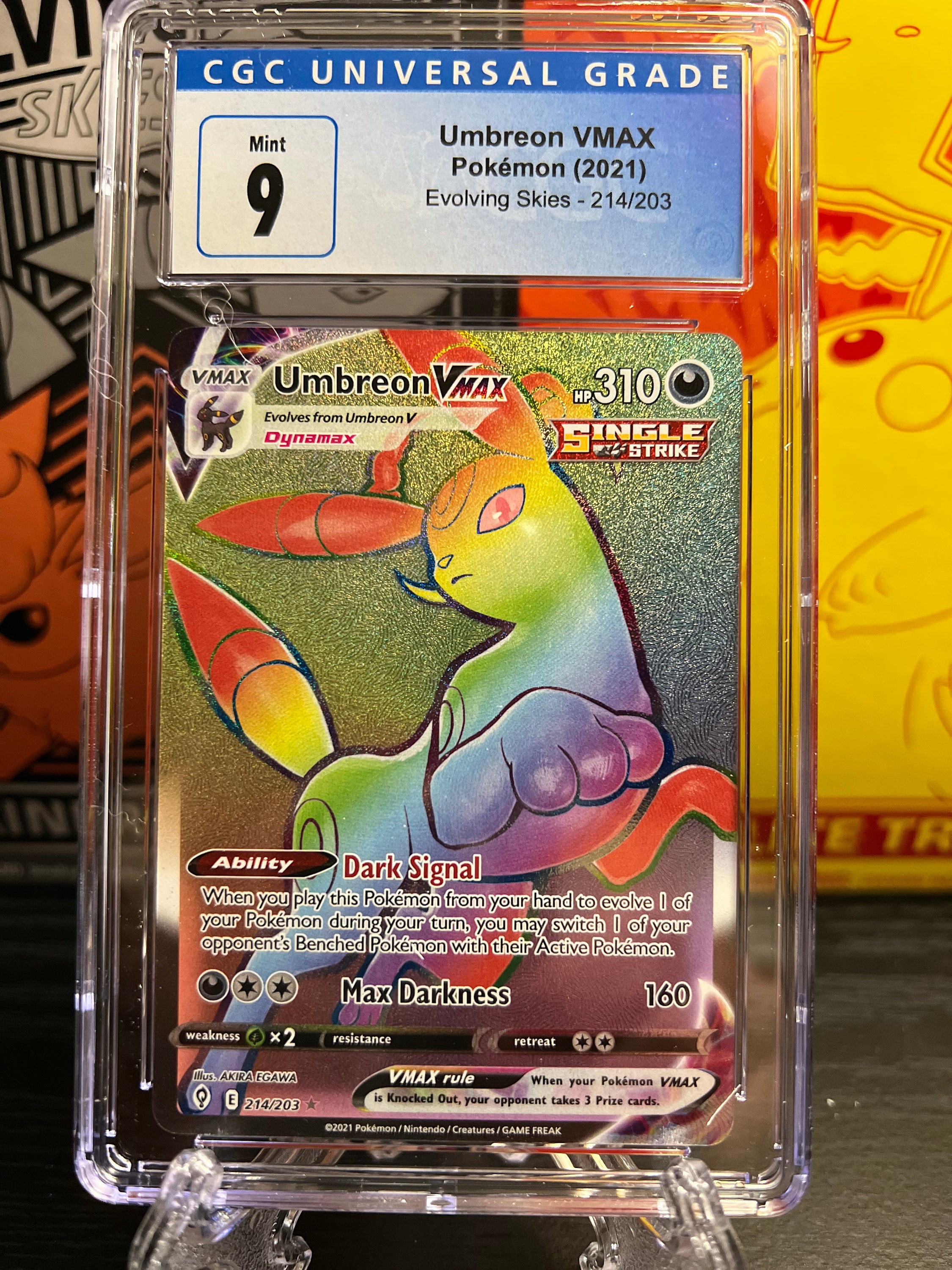 rainbow umbreon pokemon card Umbreon VMAX 214/203 Evolving Skies Rainbow Secret Rare Pokmon Card