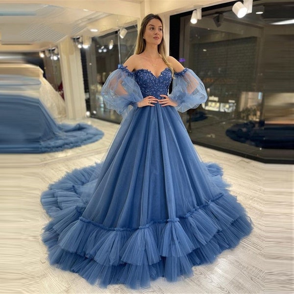 Red Luxury Puffy Gown Prom Dress Etsy