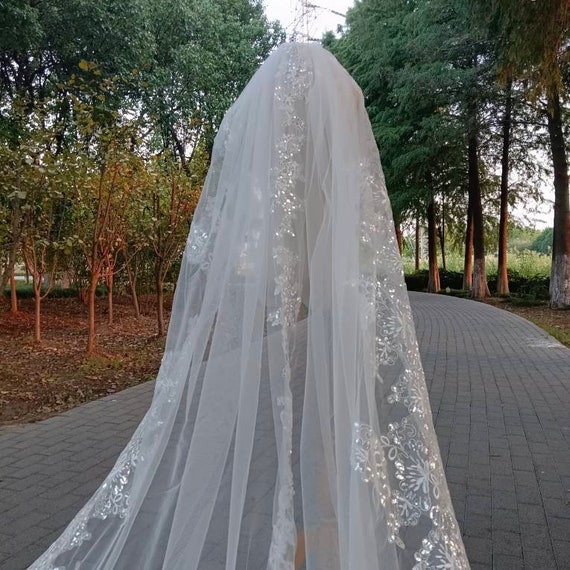 velo novia 4 metros de marfil blanco Catedral velos de boda largo
