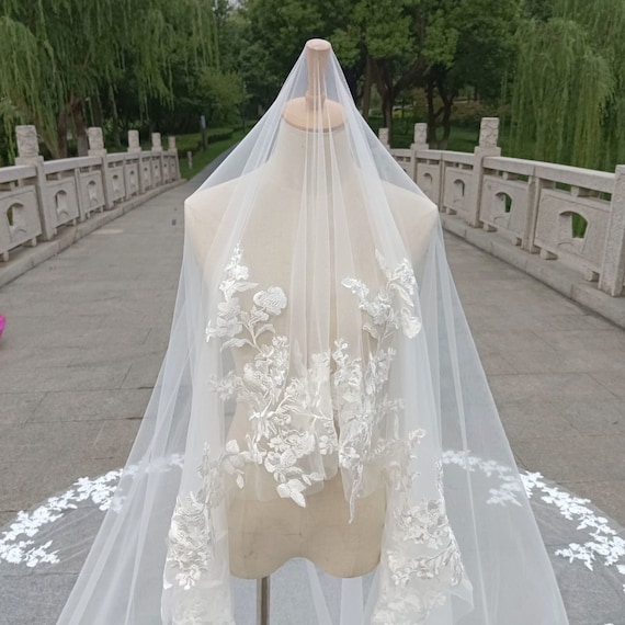 Wedding Lace Veils Cathedral Length Bride Bridal Accessories Long Veil With  Comb