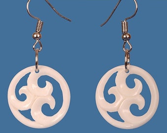 Handmade Triple Koru Bone Earrings - Māori Bone Carving from New Zealand