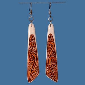 Bone Drop Earrings with Brown Stain