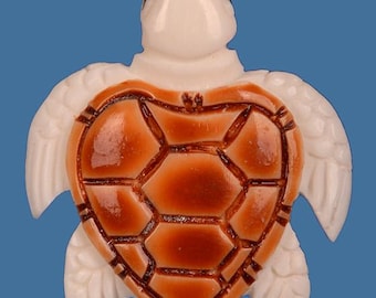 Turtle Pendant Necklace with Stain - Handmade Māori Bone Craving from New Zealand
