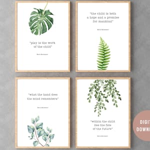Aquarell floral Wand Kunst Zitate Montessori, spielen ist die Arbeit des Kindes, bedruckbar, Kinder, Klassenzimmer, homeschool Druck, Spielzimmer Wandkunst