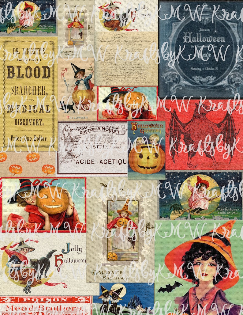 Vintage Halloween Collage Papers - Etsy