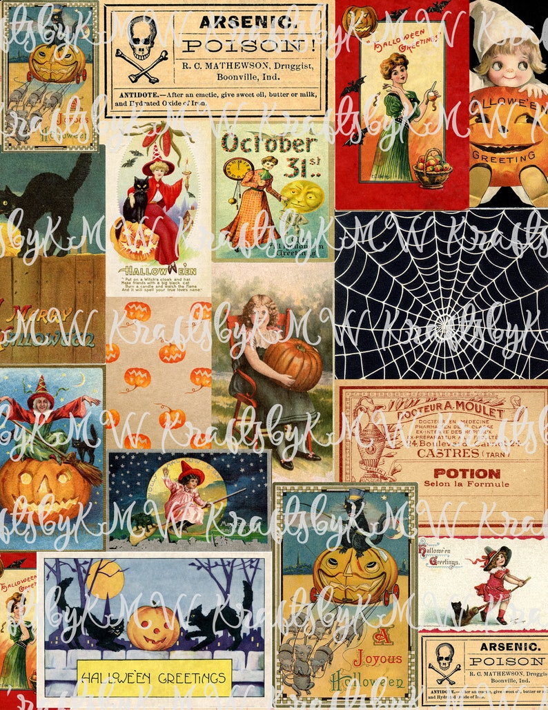 Vintage Halloween Collage Papers - Etsy