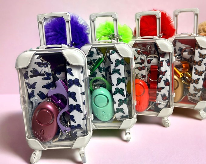Mini Suitcase Butterfly Safety Keychain, Gift for Women and Teens, Unique Gift, Gift Idea