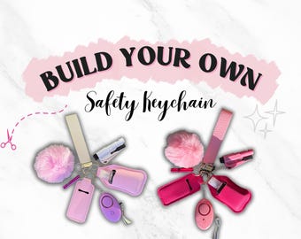 Custom Safety Keychain with Everything, Personal Alarm, Women Keychain,Gift for Daughter Sister Friend Loved Ones,Bday Gift,Leather Wristlet
