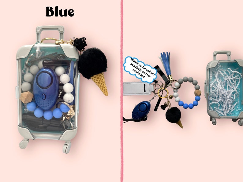 Mini Suitcase Safety Keychain, Gift for Women and Teens, Unique Gift, Gift Idea, Beaded Keychain