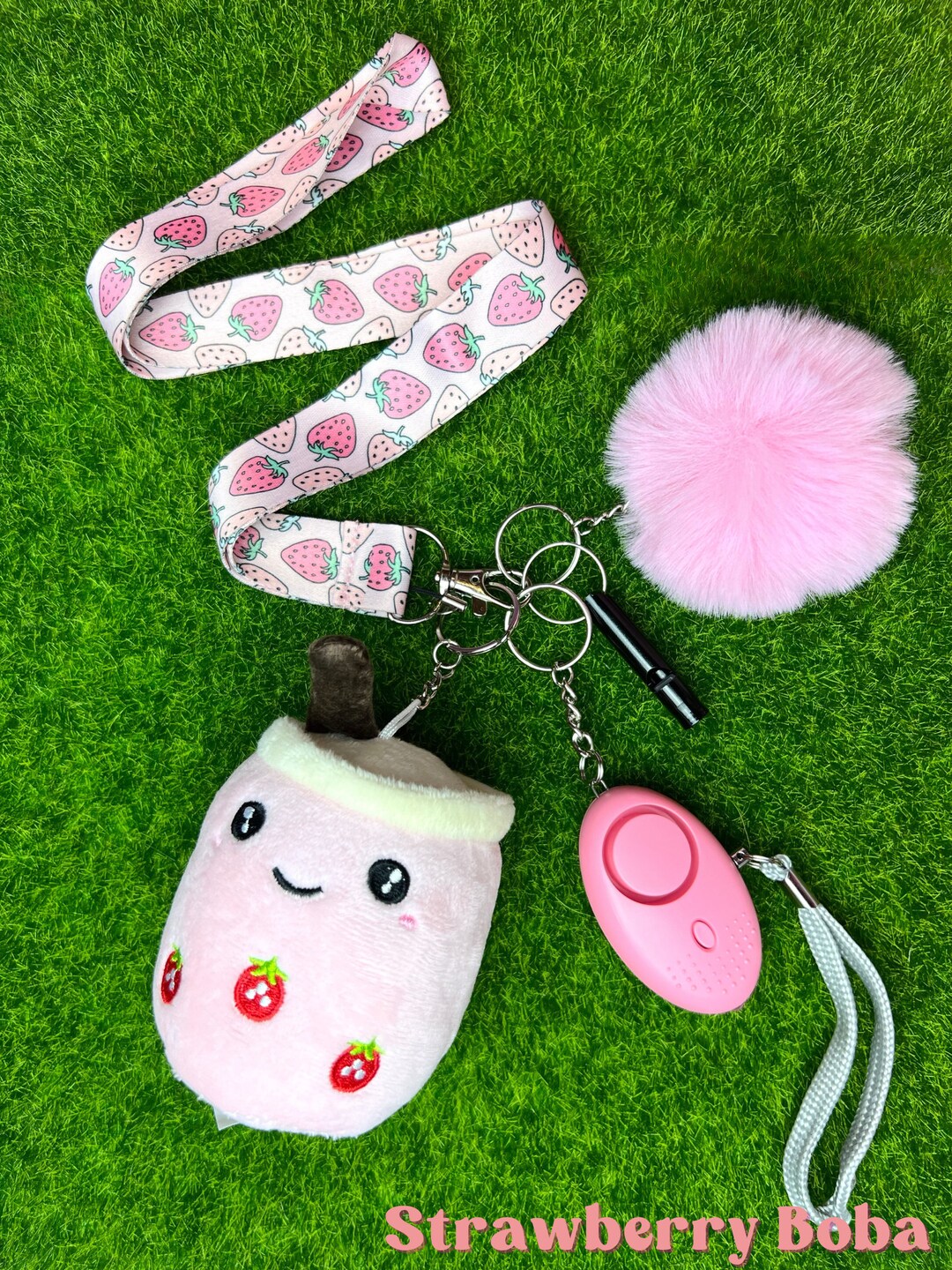 Kids and Teens Safety Keychain Set, Boba Milk Tea Plushie Keychain ...