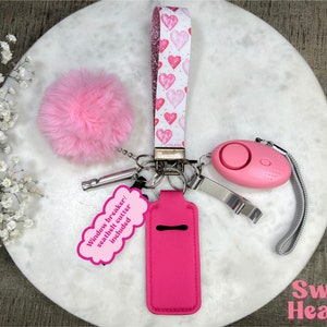 Hearts Safety Keychain with Everything, Personal Alarm, Women Keychain, Gift for Daughter Sister Friend Loved Ones, Bday Gift