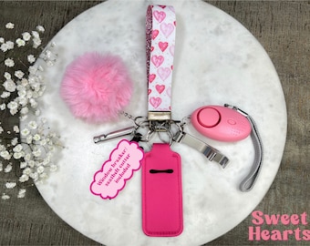 Hartenveiligheidssleutelhanger met alles, persoonlijk alarm, damessleutelhanger, cadeau voor dochter zus vriend dierbaren, verjaardagscadeau