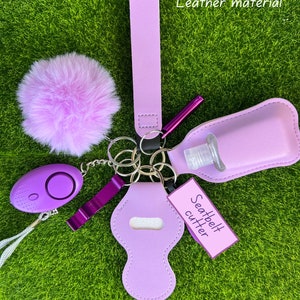 Leather Safety Keychain with Everything, Personal Alarm, Women Keychain, Gift for Daughter Sister Friend Loved Ones, Bday Gift, Alarm