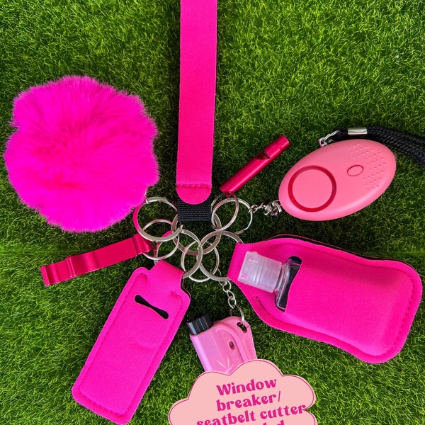 Safety Keychain with Everything, Personal Alarm, Women Keychain, Gift for Daughter Sister Friend Loved Ones, Bday Gift, Pink Keychain Set