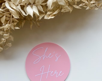 Baby Gender Reveal Disc | Baby Boy | Baby Girl | Acrylic | Gift | Photo Prop