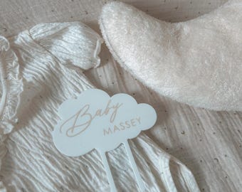 Cloud Cake Topper for Baby Shower or Gender Reveal | Acrylic | Personalised