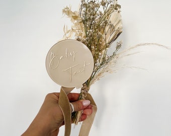 Cake Topper with Dried Flower Arrangement | Occasion | Birthday | Wedding | Baby Shower | Christening | Personalised | Acrylic