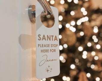 Santa Stop Here Door Sign | Christmas Gift Kids | Personalised | Acrylic | Personalised | Believes
