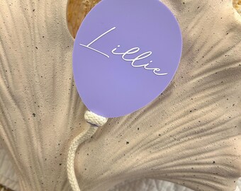 Baby Name Balloon Disc | Hello World | New Baby Photo Prop | Acrylic | Personalised