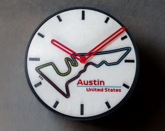 F1 Austin Track Wall Clock: 3D Printed Formula 1 Gift