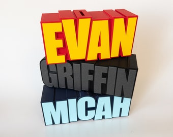 Personalized 3D Printed Piggy Bank: Custom Name Money Box for Kids, Toddler Room Decor
