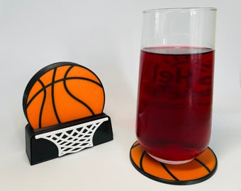 Stylish 3D Printed Basketball Coaster Set - Ideal Gift for Sports Enthusiasts