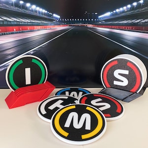 F1 Tire Coaster Set: 3D Printed Cork Back with Holder