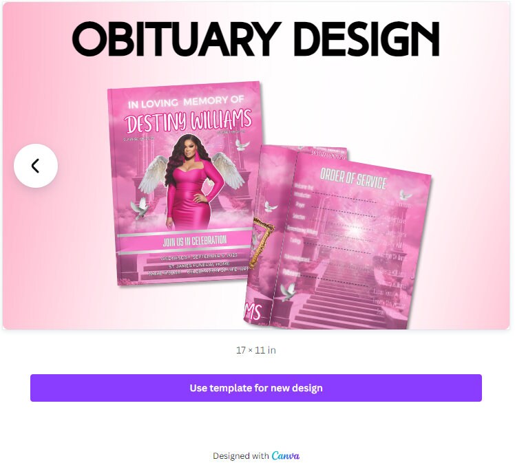 Editable Obituary Template Etsy