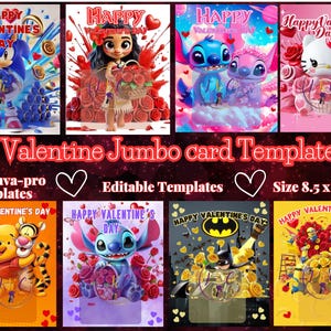 Jumbo-Valentinstagskarten-Vorlagen 8,5 x 11