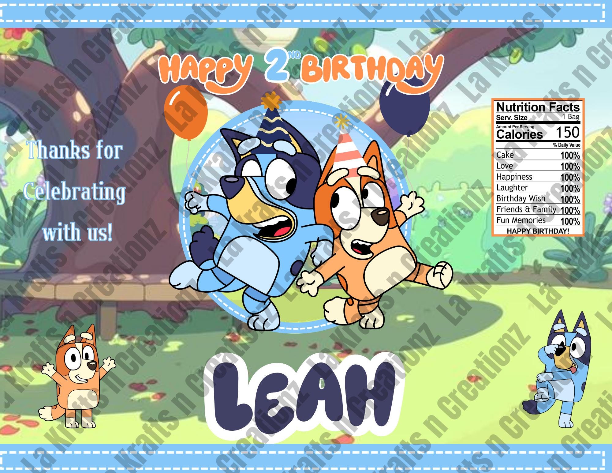 Editable Bluey Favor Template Pack